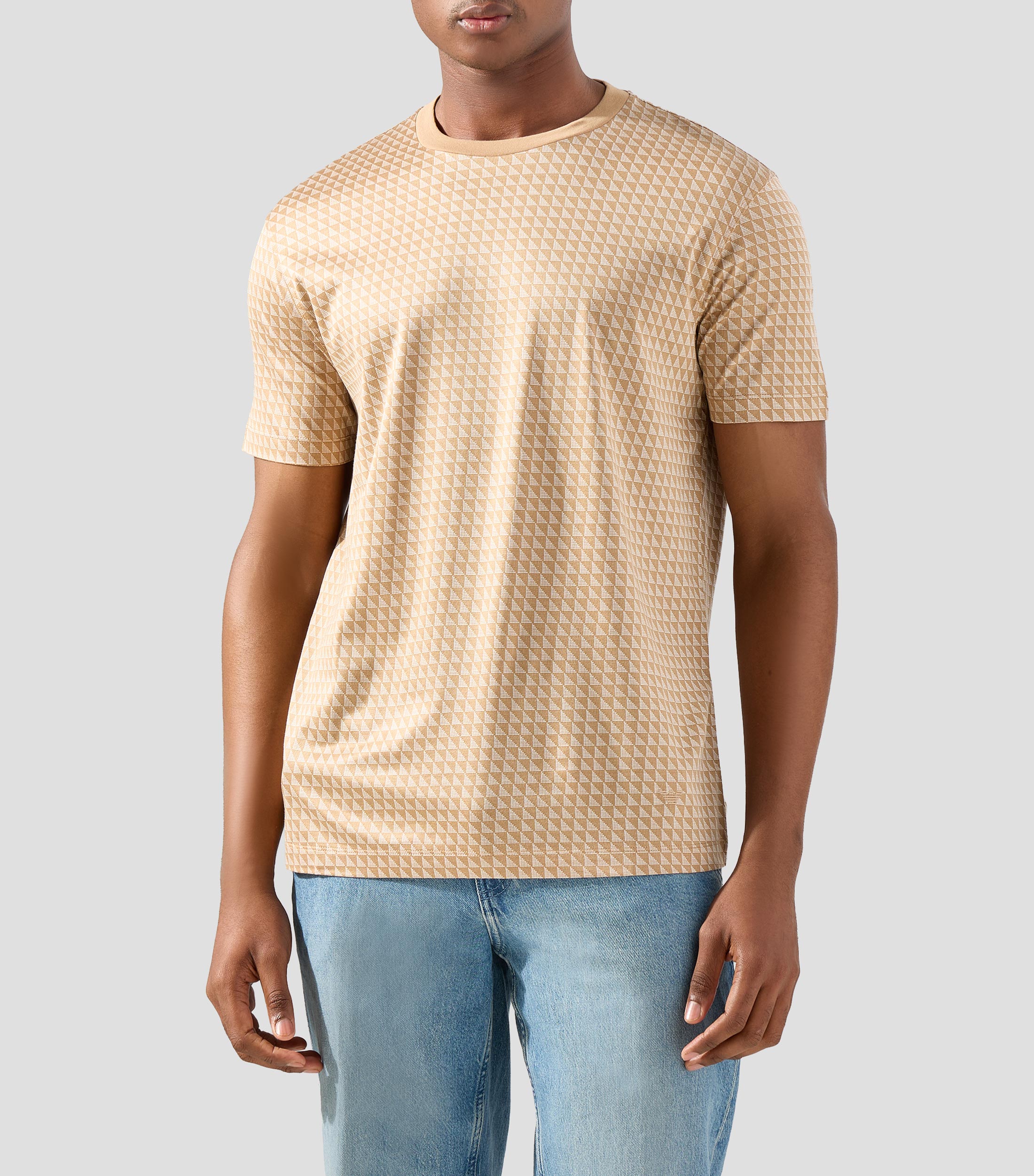Playera cuello redondo manga corta con estampado Hombre